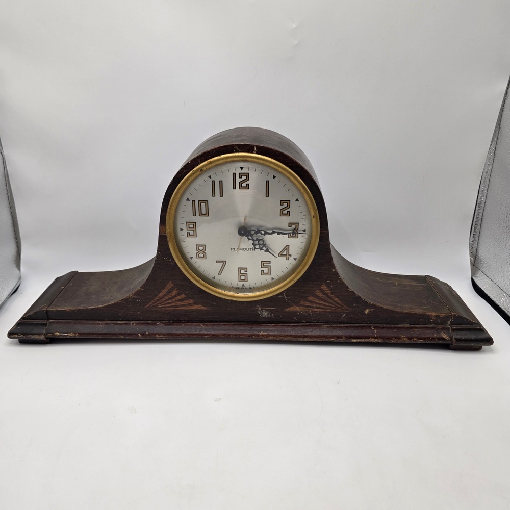 Plymouth Mantel Clock Vintage Seth Thomas S2B Electric Wood Case Parts or Repair